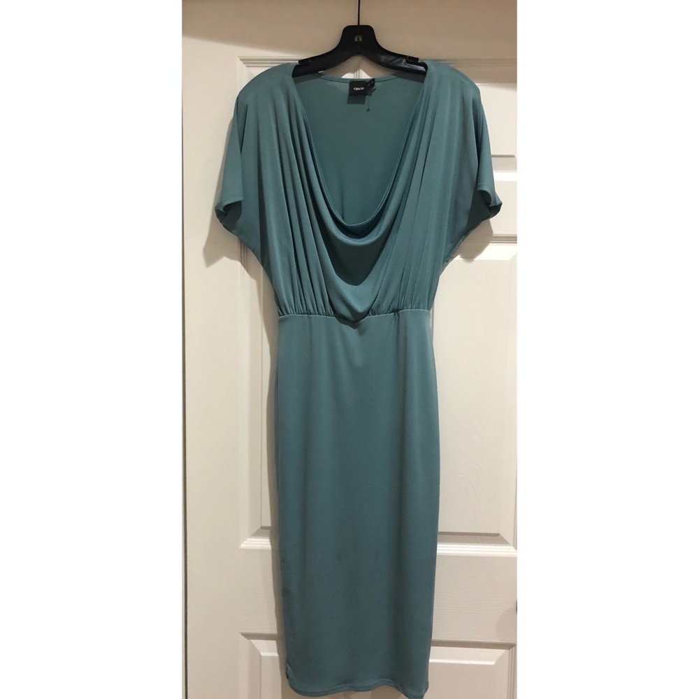 Draped dark teal dress